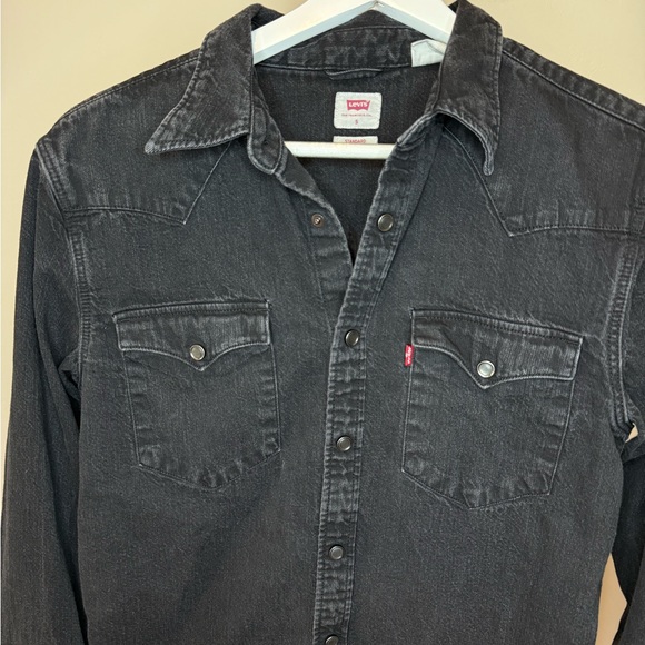 Levi's® Mens Long Sleeve Western Shirt, Black Denim Rinse, Size SMALL - Picture 5 of 13